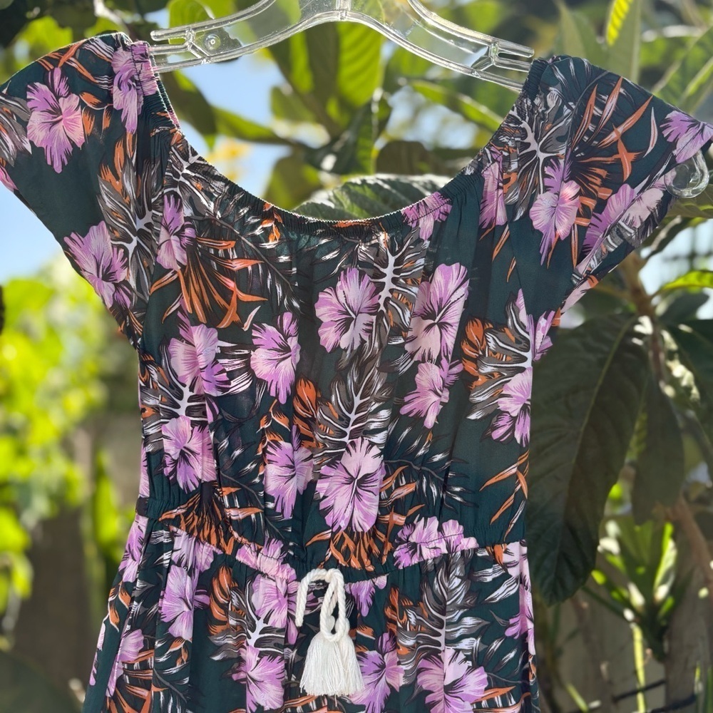 Carter's Green with Pink and Orange Tropical Hawaiian Print Sundress Size 6/6X - Picture 4 of 9